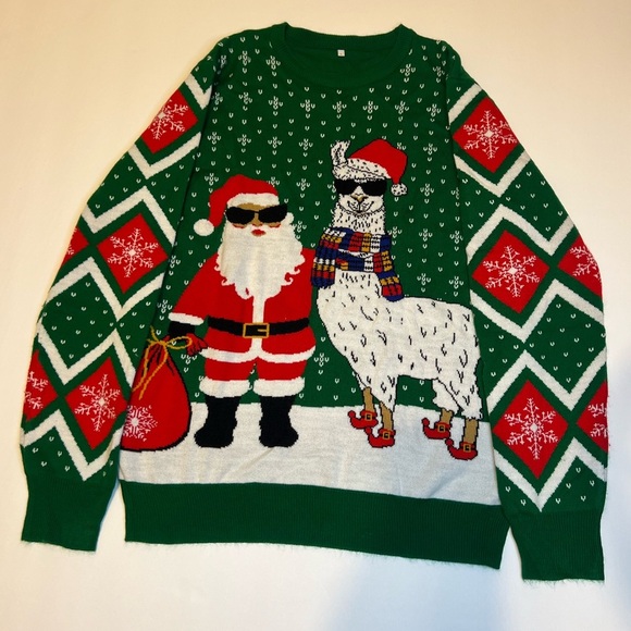 Ugly christmas sweater santa and llama size large - Picture 2 of 8